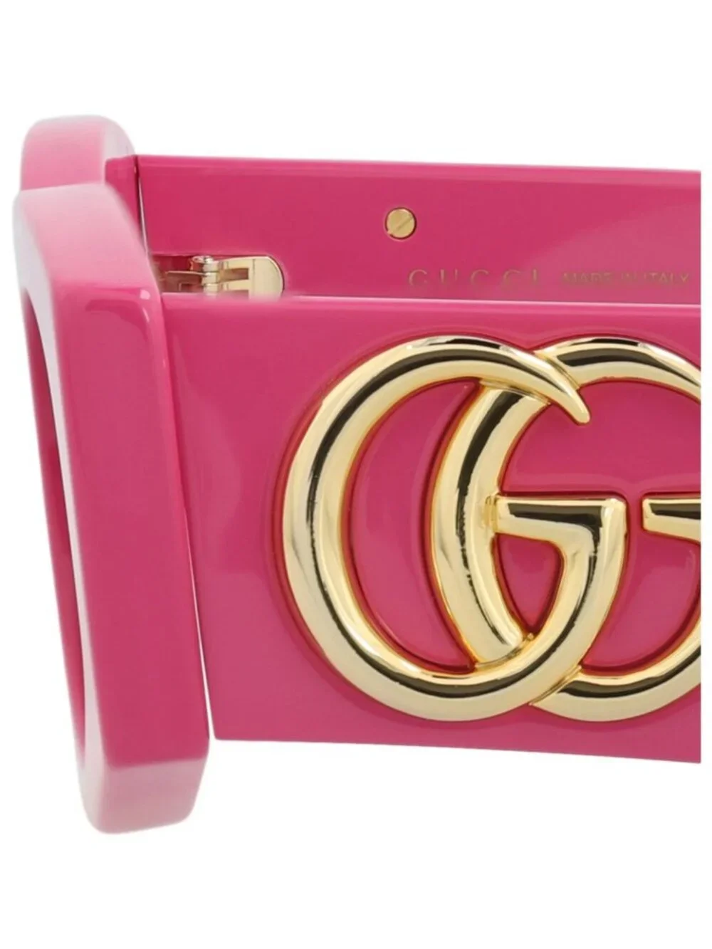 New Gucci Women's Sunglasses Square Rectangle Recycled Acetate Frame Fuchsia